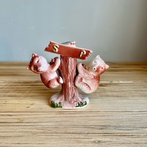 Ceramic 2 bears hanging on a tree salt and pepper shakers